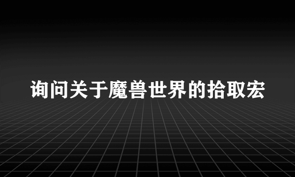 询问关于魔兽世界的拾取宏