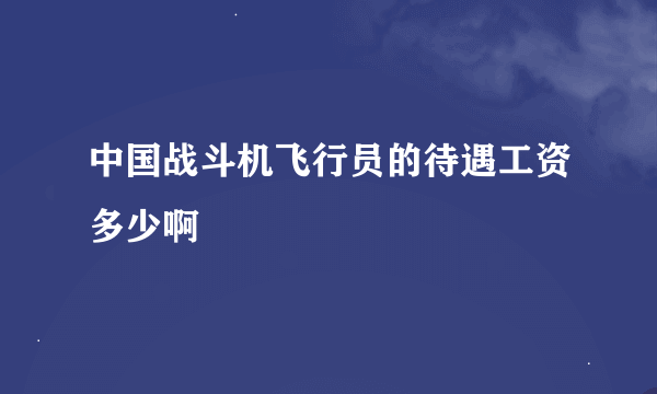 中国战斗机飞行员的待遇工资多少啊