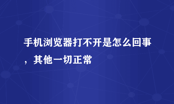 手机浏览器打不开是怎么回事，其他一切正常