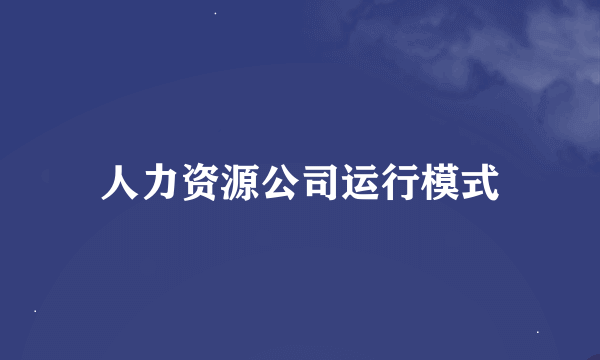 人力资源公司运行模式