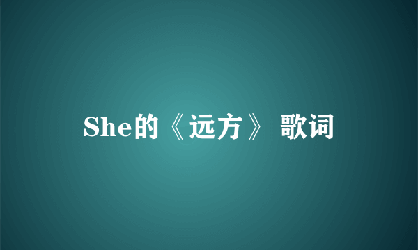 She的《远方》 歌词