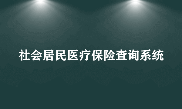 社会居民医疗保险查询系统