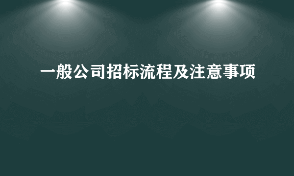 一般公司招标流程及注意事项