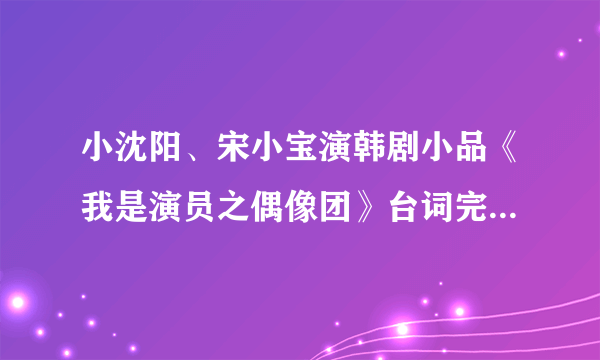 小沈阳、宋小宝演韩剧小品《我是演员之偶像团》台词完整版是什么？