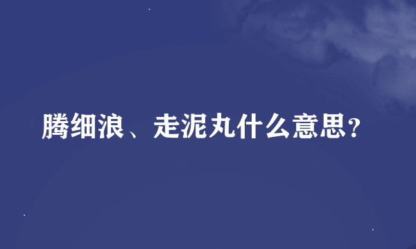 腾细浪、走泥丸什么意思？