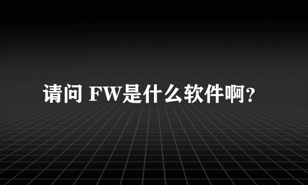 请问 FW是什么软件啊？