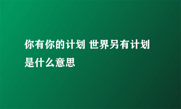 你有你的计划 世界另有计划 是什么意思