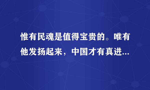 惟有民魂是值得宝贵的。唯有他发扬起来，中国才有真进步。——鲁迅 鲁迅在说这句话时的背景！！！