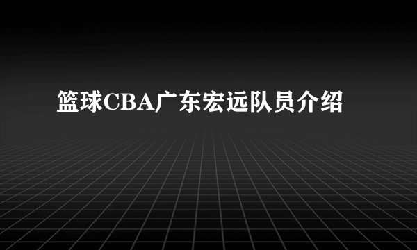 篮球CBA广东宏远队员介绍