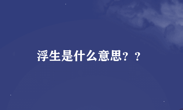 浮生是什么意思？？