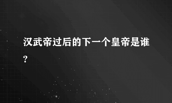 汉武帝过后的下一个皇帝是谁?