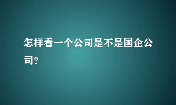 怎样看一个公司是不是国企公司？