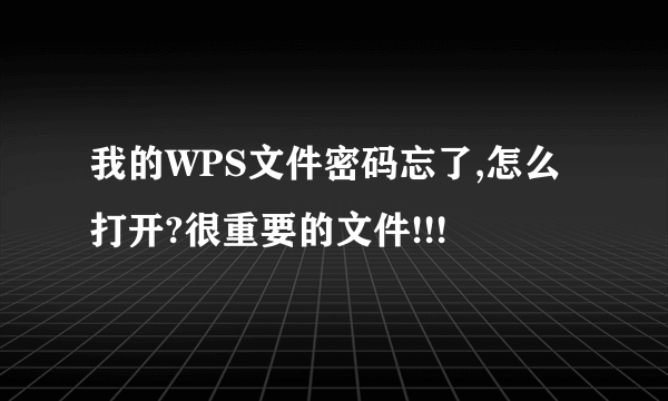 我的WPS文件密码忘了,怎么打开?很重要的文件!!!