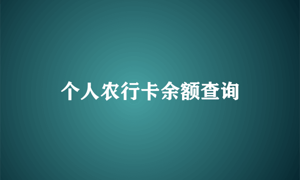 个人农行卡余额查询