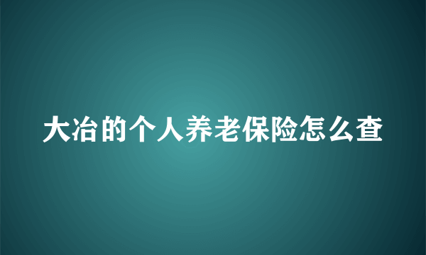 大冶的个人养老保险怎么查