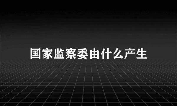 国家监察委由什么产生