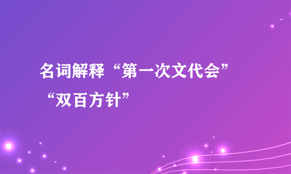 名词解释“第一次文代会”  “双百方针”