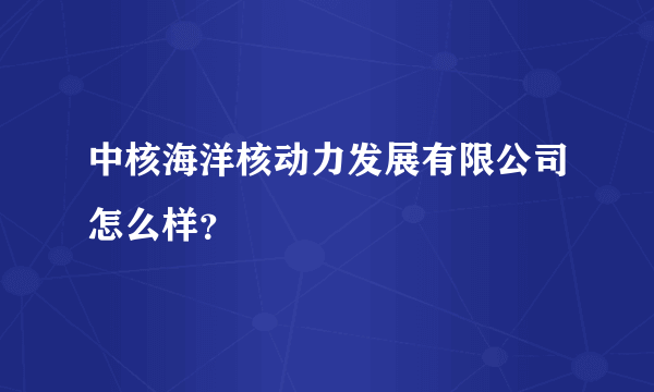 中核海洋核动力发展有限公司怎么样？