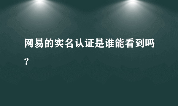 网易的实名认证是谁能看到吗？