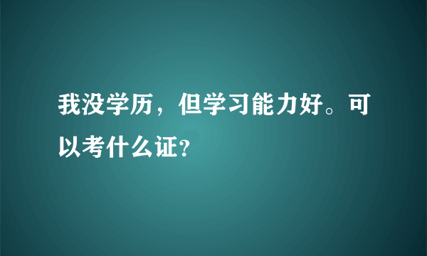 我没学历，但学习能力好。可以考什么证？