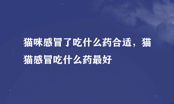 猫咪感冒了吃什么药合适，猫猫感冒吃什么药最好