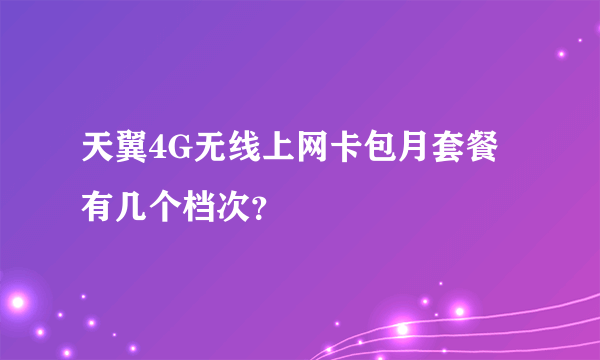 天翼4G无线上网卡包月套餐有几个档次？