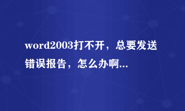 word2003打不开，总要发送错误报告，怎么办啊，发送也不成，不发送也不成