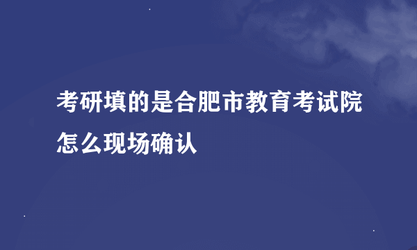 考研填的是合肥市教育考试院怎么现场确认