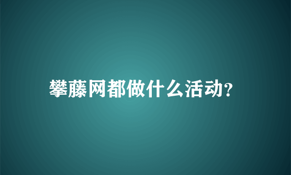 攀藤网都做什么活动？