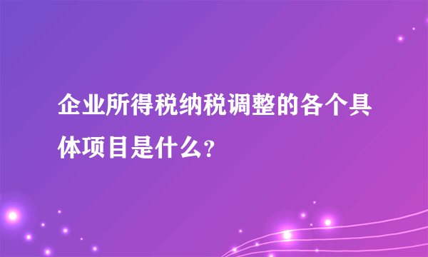 企业所得税纳税调整的各个具体项目是什么？