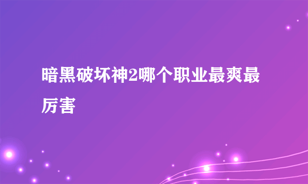 暗黑破坏神2哪个职业最爽最厉害