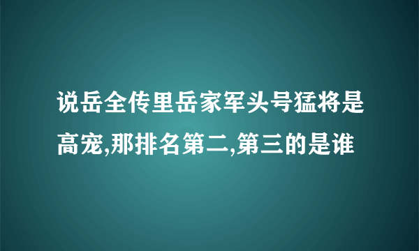 说岳全传里岳家军头号猛将是高宠,那排名第二,第三的是谁