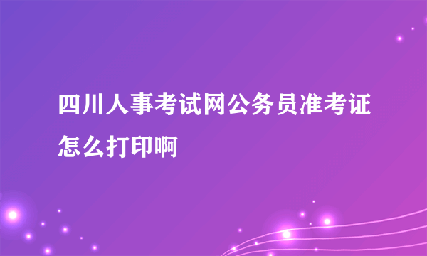 四川人事考试网公务员准考证怎么打印啊