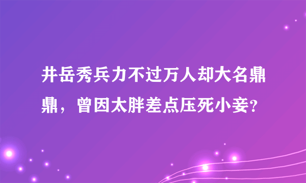 井岳秀兵力不过万人却大名鼎鼎，曾因太胖差点压死小妾？