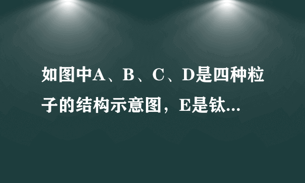 如图中A、B、C、D是四种粒子的结构示意图，E是钛元素在元素周期表中的信息．（1）图中A、B、C、D粒子共表