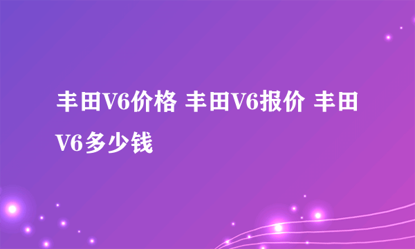 丰田V6价格 丰田V6报价 丰田V6多少钱