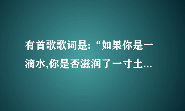 有首歌歌词是:“如果你是一滴水,你是否滋润了一寸土地? 如果你是一线阳光,你是否