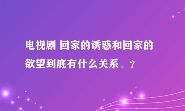 电视剧 回家的诱惑和回家的欲望到底有什么关系、？