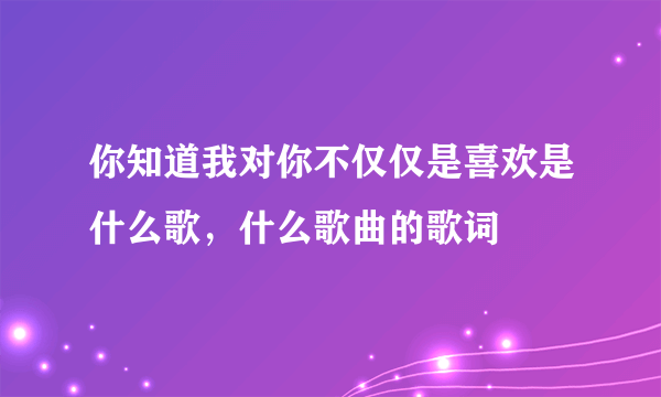 你知道我对你不仅仅是喜欢是什么歌，什么歌曲的歌词