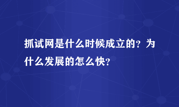 抓试网是什么时候成立的？为什么发展的怎么快？