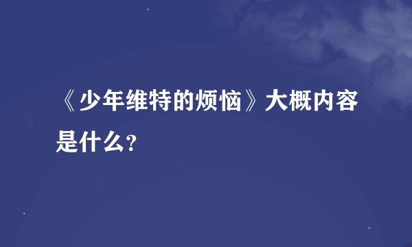 《少年维特的烦恼》大概内容是什么？