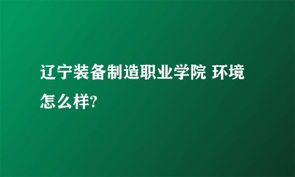 辽宁装备制造职业学院 环境怎么样?