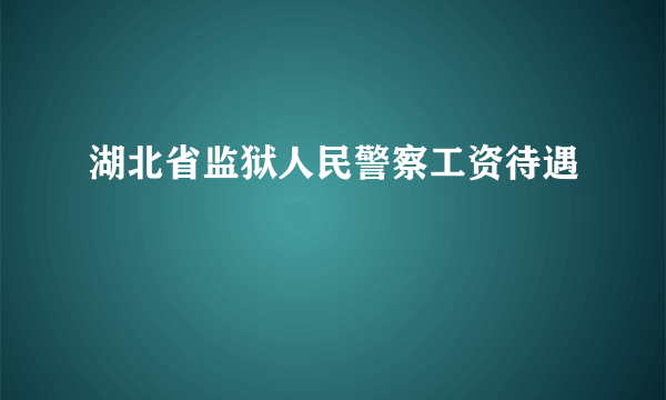 湖北省监狱人民警察工资待遇