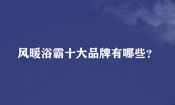 风暖浴霸十大品牌有哪些？