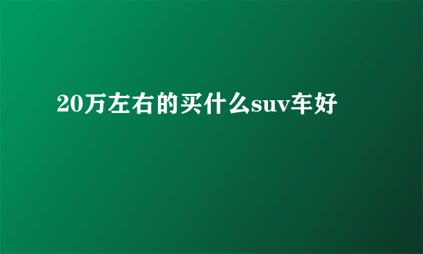 20万左右的买什么suv车好