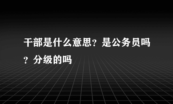 干部是什么意思？是公务员吗？分级的吗