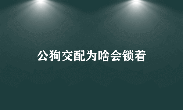 公狗交配为啥会锁着