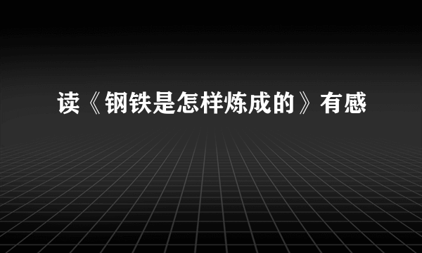 读《钢铁是怎样炼成的》有感