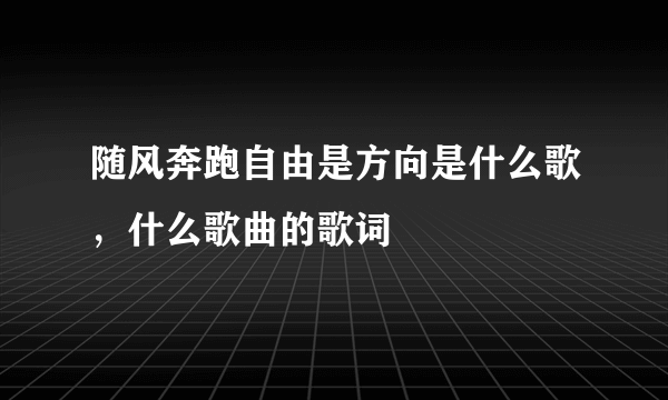 随风奔跑自由是方向是什么歌，什么歌曲的歌词