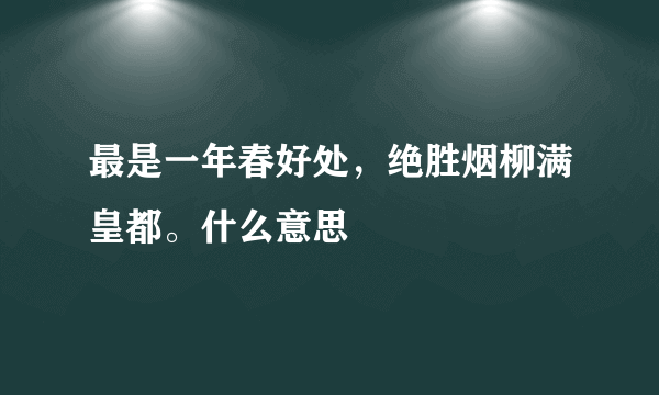 最是一年春好处，绝胜烟柳满皇都。什么意思